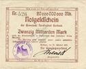 Inflation 1923 DE 20 Mia. Mk. Borkum , Banknote 20 Milliarden Mark in gbr. Keller 535... Niedersachsen 1923 -