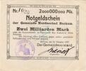 Inflation 1923 DE 2 Mia. Mk. Borkum , Banknote 2 Milliarden Mark -B- L-gbr. Keller 535... Niedersachsen 1923 -