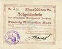 Inflation 1923 DE 20 Mia. Mk. Borkum , Banknote 20 Milliarden Mark -B- gbr. Keller 535... Niedersachsen 1923 -