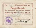 Inflation 1923 DE 20 Mia. Mk. Borkum , Banknote 20 Milliarden Mark -F- gbr. Keller 535... Niedersachsen 1923 -