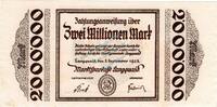 Inflation DE 2 Mio. Mk. Langquaid , Banknote 2 Millionen Mark Schein L-gbr. Keller 2913.d , Bayern 1923 -