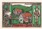 Serienscheine DE 1 Mk. Nr.7 Philippsthal , Notgeld 1 Mark Schein Nr.7 unc-kfr. M-G 1058.1 , Hessen von 1921 -