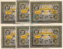 Serienscheine DE 6 Scheine kpl. -niedrige KN- Ettlingen , Notgeld Set --6 x Kennummer 7 bis 10-- unc-kfr. M-G 355 , Baden 1921 -