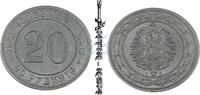 Kaiserreich DE 20 Pf. Deutsches Kaiserreich , 20 Pfennig Münze 1887 E , ss-vz -0632- -
