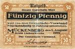 Kleingeld 1914-1922 50 Pf. Mückenberg , Notgeld 50 Pfennig Schein in gbr. Ti.4640.05.02 , Brandenburg 1919 -