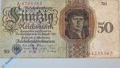Banknoten Reichsmark Reichsbanknote über 50 Mark , V A , Rosenberg 170 a , Banknote vom 11.10.1924 -