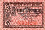Kleingeld 1914-1922 5 Pf. -WZ- Rathenow , Notgeld 5 Pfennig -WZ- unc-kfr. Ti.5915.10.15 Brandenburg 1917 Verkeh -