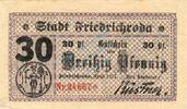 Kleingeld 1914-1922 30 Pf. Friedrichroda , Notgeld 30 Pfennig Schein unc-kfr. Ti.2030.10.15 , Sachsen 1917 -