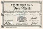 Notgeld 1914/15 3 Mk. Mühlhausen , Notgeld 3 Mark Schein in unc-kfr.E Diessner 247.7 , Elsass 1914 Not -