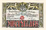Großnotgeld 1918 DE 2 Mk. Überlingen , Banknote 2 Mark Schein in unc-kfr. Geiger 526.04 , Baden 1918 Gross -