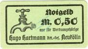 Kleingeld 1914-1922 50 Pf. Neukölln , Notgeld 50 Pfennig Schein unc-kfr. Ti.4875.15.01 , Brandenburg o.D. V -