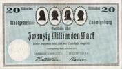 Inflation 1923 DE 20 Mia. Mk. Ludwigsburg , Banknote 20 Milliarden Mark Schein gbr. Keller 3327.b , Württember -