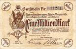 Inflation 1923 DE 1 Mio. Mk. Leverkusen , Banknote 1 Million Mark Schein gbr. Keller 3242.d , Rheinland 1923 -