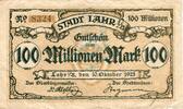 Inflation 1923 DE 100 Mio. Mk. Lahr , Banknote 100 Millionen Mark Schein gbr. Keller 2866.f , Baden 1923 Inflat -