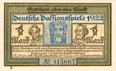 1 Mk. -C- 1922 Serienscheine DE Freiburg , Notgeld 1 Mark --Passionsspiele C-- unc-kfr. M-G 381.1 Baden 1922 1 bis 1-