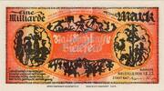 Inflation 1923 DE 1 Mia. Mk. Bielefeld , Banknote 1 Milliarde Mark Schein unc-kfr. Keller 415.f , Westfalen -