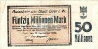 Inflation 1923 DE 50 Mio. Mk. Buer , Banknote 50 Millionen Mark Schein gbr. Keller 659.c , Westfalen 1923 Infl -