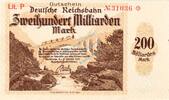 Inflation 1923 DE 200 Mia. Mk. Karlsruhe , Banknote 200 Millionen Mark Schein unc-kfr. Keller 2583.f Baden 1923 -