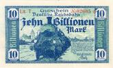 Inflation 1923 DE 10 Billion Mk. Karlsruhe , Banknote 10 Billionen Mark Schein unc-kfr. Keller 2583.h Baden 1923 -