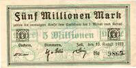 Inflation 1923 DE 5 Mio. Mk. Cochem , Banknote 5 Millionen Mark Schein gbr. Keller 875.a , Rheinland 1923 Inf -