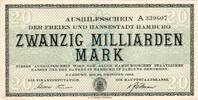 Inflation 1923 DE 20 Mia. Mk. Hamburg , Notgeld 20 Milliarden Mark Schein in L-gbr. Keller 2209.u Hamburg 1923 -