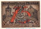 Serienscheine DE 75 Pf. Reetz , Notgeld 75 Pfennig Schein in kfr. M/G 1105.1 , Brandenburg von 1921 -