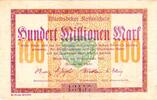 Inflation 1923 DE 100 Mio. Mk. Wandsbek , Banknote 100 Millionen Mark Schein gbr. Keller 5448.c Schleswig 1923 -