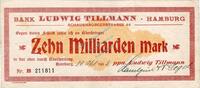 Inflation 1923 DE 10 Mia. Mk. Hamburg , Banknote 10 Milliarden Mark Schein gbr. Keller 2136.b , Hamburg 1923 -
