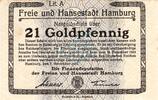Wertbeständig 1923/24 DE 21 Gold Pf. Hamburg , Banknote 21 Goldpfennig --o.KN-- unc-kfr. Müller 2310.1.a Hamburg 1923 -