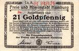 Wertbeständig 1923/24 DE 21 Gold Pf. Hamburg , Banknote 21 Goldpfennig Schein gbr. Müller 2310.1.b-e , Hamburg 1923 -