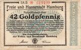 Wertbeständig 1923/24 DE 42 Gold Pf. Hamburg , Banknote 42 Goldpfennig Schein gbr. Müller 2310.2.b , Hamburg 1923 -