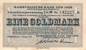 Wertbeständig 1923/24 DE 1 Gold Mk. Hamburg , Banknote 1 Goldmark Schein gbr. Müller 2365.11.a-b , Hamburg 1923 Wert -