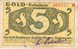 Wertbeständig 1923/24 DE 5 Gold Pf. Hamburg , Banknote 5 Gold Pfennig Schein in gbr. Müller 2385.3 , Hamburg 1923 -