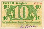 Wertbeständig 1923/24 DE 10 Gold Pf. Hamburg , Banknote 10 Gold Pfennig Schein in gbr. Müller 2385.4 , Hamburg 1923 -