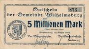Inflation 1923 DE 5 Mio. Mk. Wilhelmsburg , Banknote 5 Millionen Mark Schein in gbr. Keller 5626.a , NDS/HH -