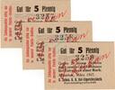 Kleingeld 1914-1922 3 x 5 Pf. --KN fortl-- München , Notgeld 3 x 5 Pfennig --3x fortlaufende KN-- unc-kfr. Ti.4680.2065.05 -