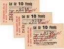 Kleingeld 1914-1922 3 x 10 Pf. --KN fortl-- München , Notgeld 3 x 10 Pfennig --3x fortlaufende KN-- unc-kfr. Ti.4680.2065.06 -
