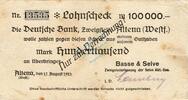 Inflation 1923 DE 100.000 Mk. Altena , Banknote 100.000 Mark Scheck gbr. Topp 19.o , Westfalen 1923 Inflation -
