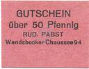 Kleingeld 1914-1922 DE 50 Pf. Hamburg , Notgeld 50 Pfennig -R.Pabst- unc-kfr. Ti.2765.370.06 , Hamburg o.D. Ve -
