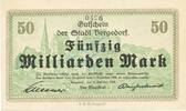 Inflation 1923 DE 50 Mia. Mk. Bergedorf , Banknote 50 Milliarden Mark Schein unc-kfr. Keller 315.h , Hamburg -