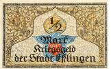 Kleingeld 1914-1922 50 Pf. Esslingen , Notgeld 50 Pfennig Schein unc-kfr. Ti.1805.05.05 , Württemberg 1917 -