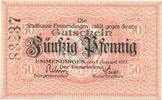 Kleingeld 1914-1922 50 Pf. Emmendingen , Notgeld 50 Pfennig Schein unc-kfr. Ti.1705.05.17 , Baden 1917 Verk -