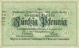 Kleingeld 1914-1922 50 Pf. Emmendingen , Notgeld 50 Pfennig Schein unc-kfr. Ti.1705.05.10 , Baden 1917 Verk -