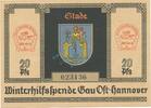 Winterhilfsspende 20 Pf. Winterhilfsspende , 20 Pfennig -Stade- unc-kfr. Gau Ost Hannover , Niedersachsen -