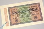 Banknoten Reichsbanknote über 20.000 Mark , DB 7 stellig , Rosenberg 84 f , Banknote von 1923 -
