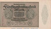 Weimarer Republik - Inflation 500.000 Mk. -Kn 1x li- Reichsbanknote , 500.000 Mark -KN 1x li.- in kfr. DEU-99 f, Ros.87, P.88 , 1923 -
