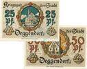 Kleingeld 1914-1922 DE 2 Scheine kpl. Deggendorf , Notgeld Set 2 Scheine unc-kfr. Tieste 1315.25.15-16 BAY 1918 Verkeh -