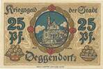 Kleingeld 1914-1922 DE 25 Pf. Deggendorf , Notgeld 25 Pfennig Schein unc-kfr. Tieste 1315.25.10 BAY 1918 Verke -