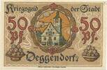 Kleingeld 1914-1922 DE 50 Pf. Deggendorf , Notgeld 50 Pfennig Schein unc-kfr. Tieste 1315.25.11 BAY 1918 Verke -