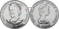 Tristan da Cunha 25 Pence Tristan da Kunta , 25 Pence Münze 1980 -80. Geburtstag Queen Mother- KM.3 vz-stg -